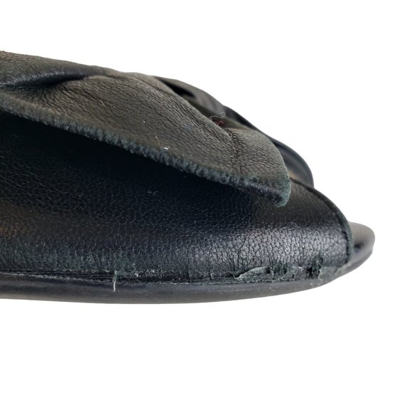 Franco Sarto Black Leather Open Toe Pump Kitten Heels with Bow 9M - Picture 10 of 10